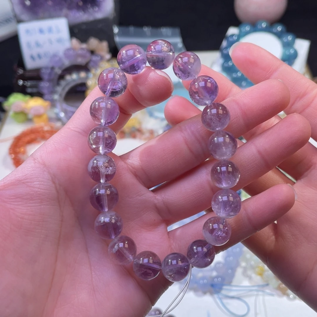 未镶嵌手链水晶紫兔毛10+