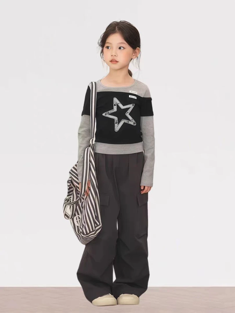 女童套装春秋款2025新款儿童假长袖卫衣女孩秋装女童秋装