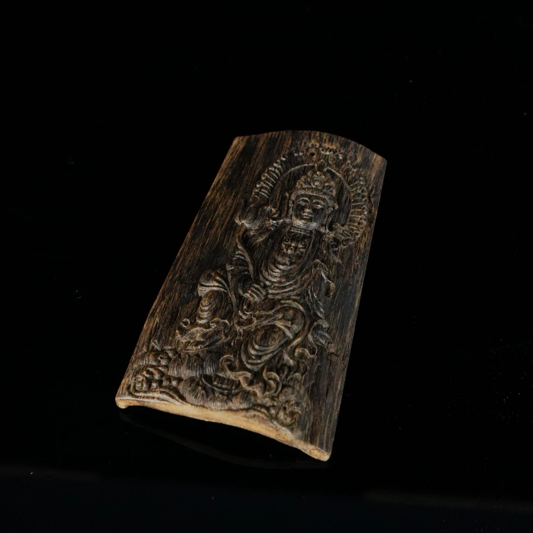 DY-B5970 文莱黑棋软丝沉水沉香雕刻件 1.11x3.97x7.0cm 9.81g