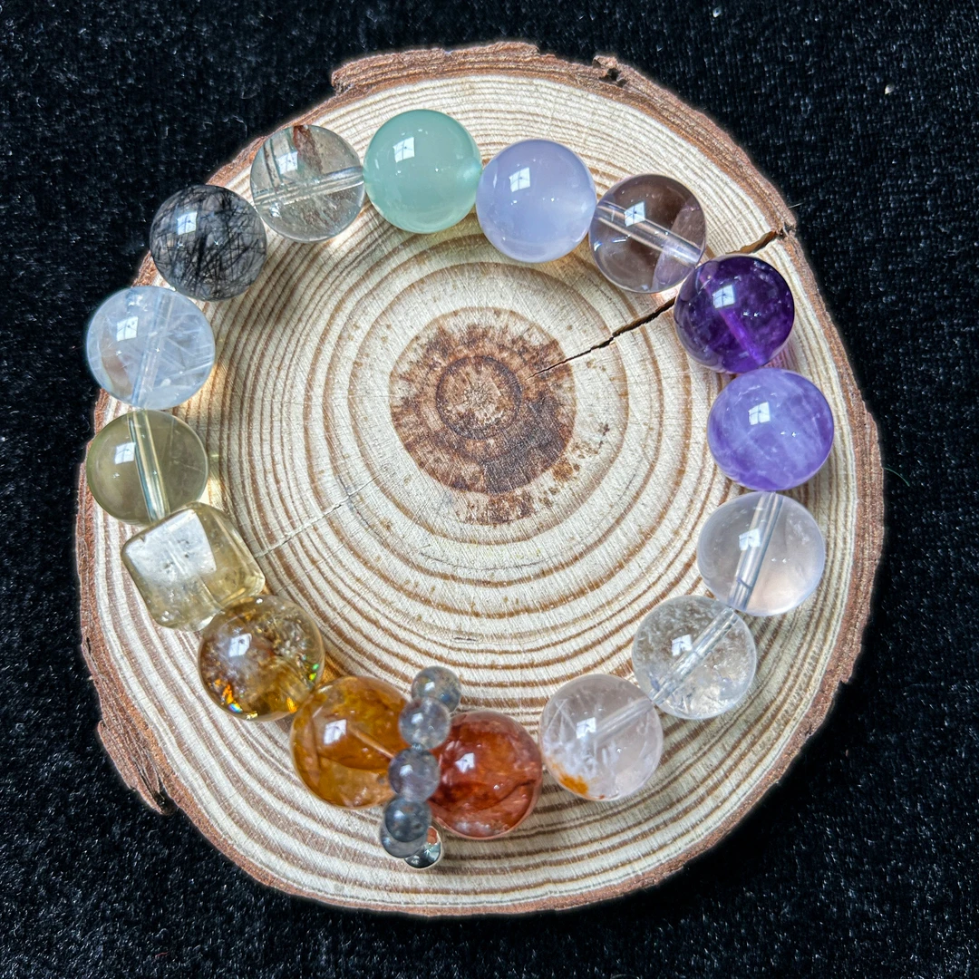 水晶葡萄石胶花多宝手串    KT24041804