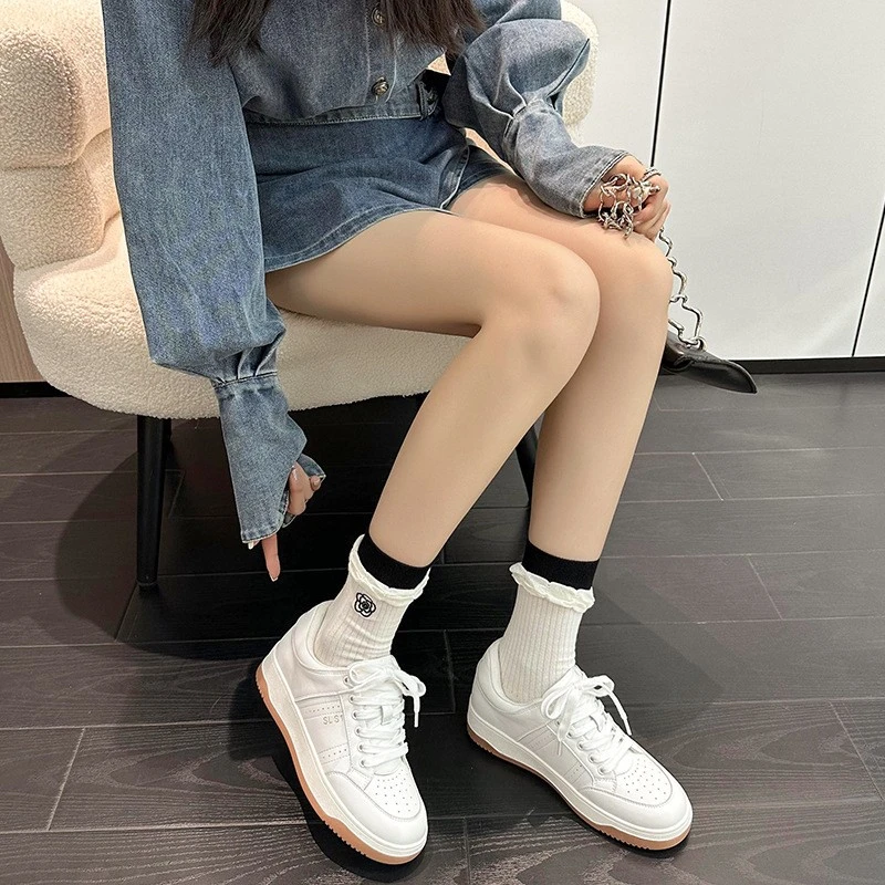 内增高小白鞋女新款真皮百搭小众运动休闲鞋网红厚底板鞋女