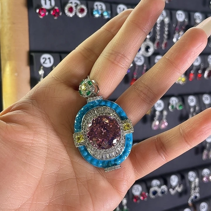 颈饰银S925镶嵌碧玺