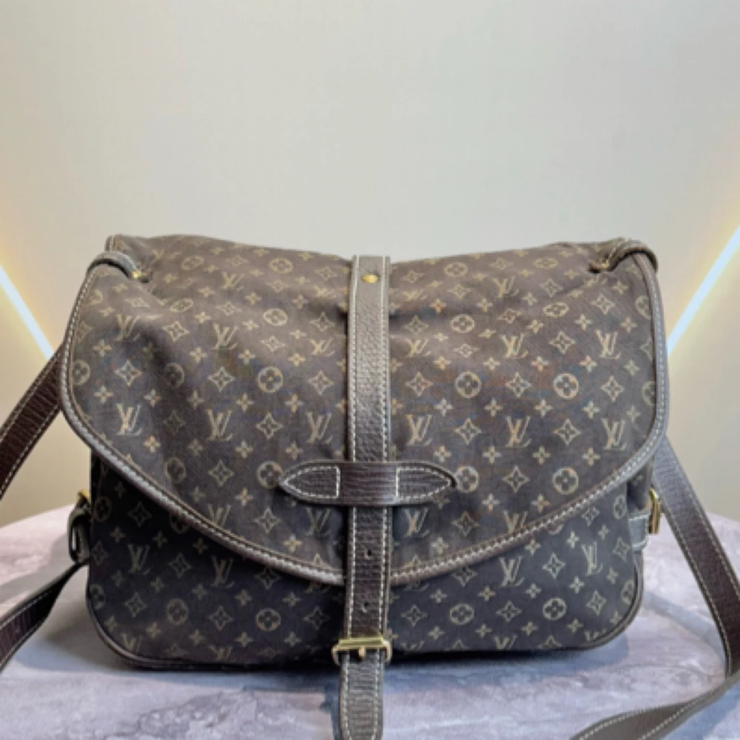 95新 LouisVuitton/路易威登 棕色丹宁双子星单肩包12361338
