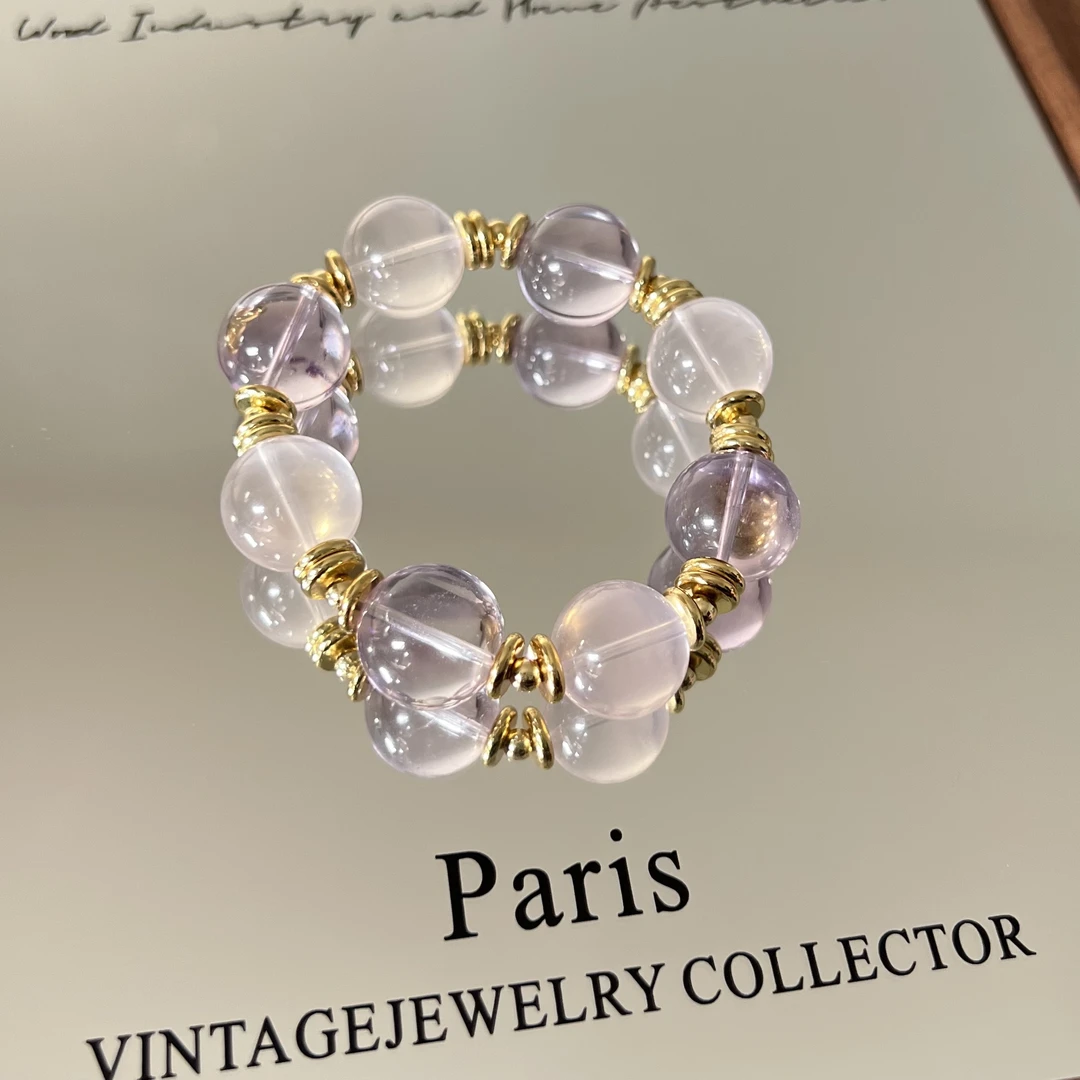 天然水晶玻利维亚紫水晶 粉晶 设计款轻奢百搭手串多样性发一