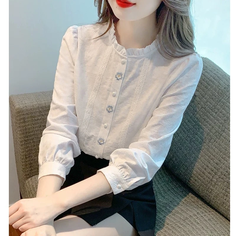 801--850白色衬衫女春秋新款时尚洋气设计感打底衫上衣百搭气质