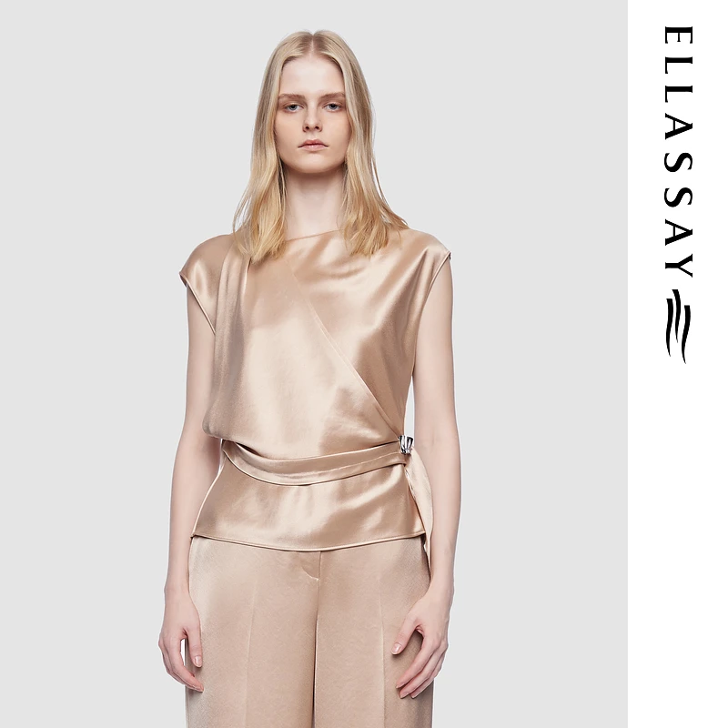 ELLASSAY歌力思2025新款夏季高级缎纹垂顺感衬衫女EWD362C02200