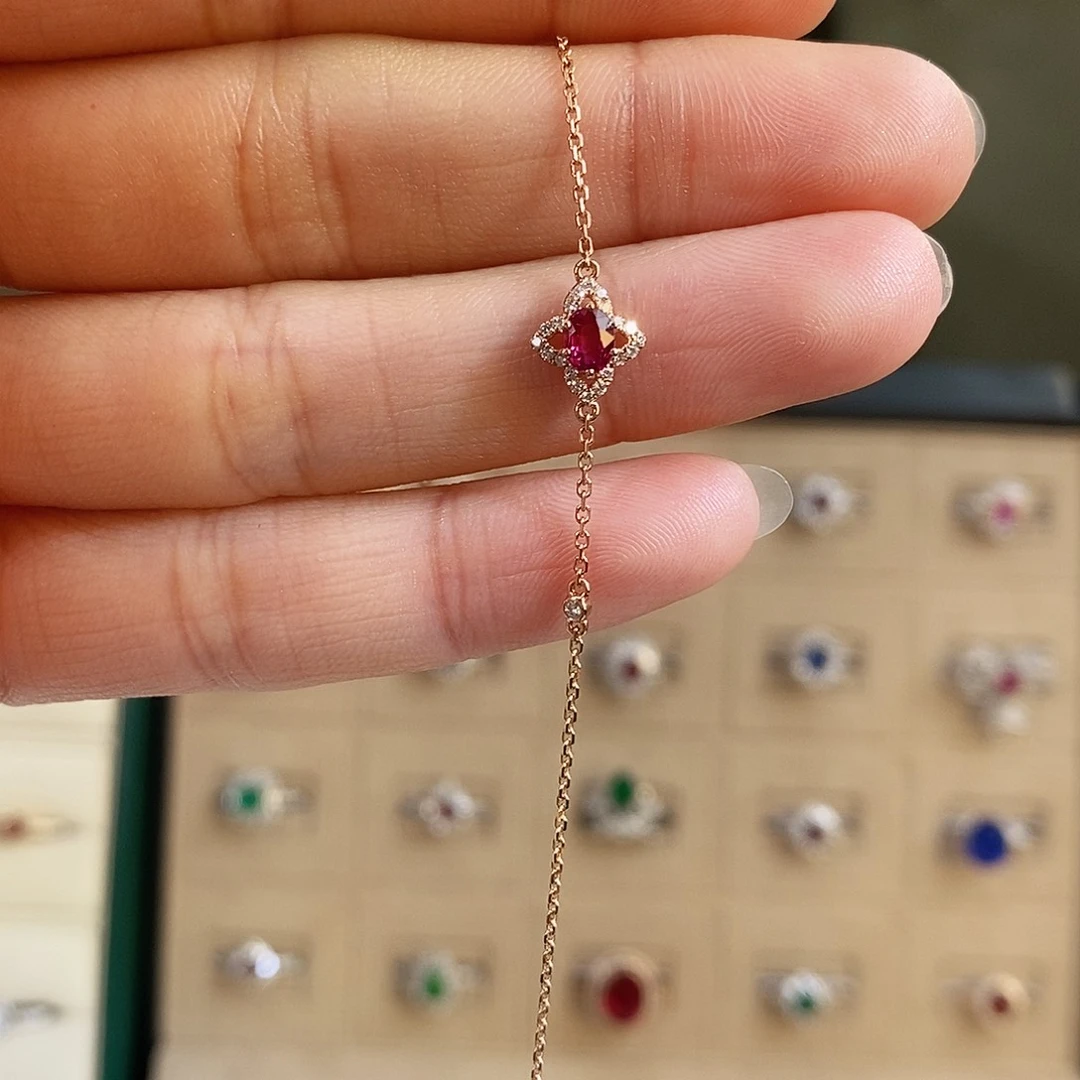 红宝石手链18K金镶嵌