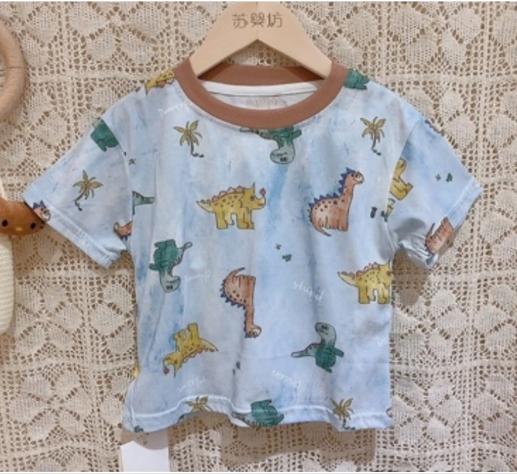 551016-29满印恐龙短袖T恤（蓝色）