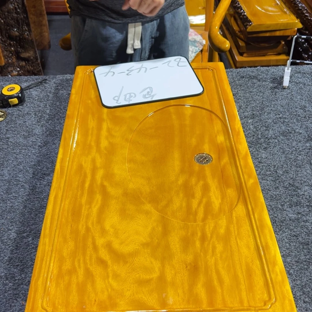缅甸大叶金丝楠实木茶盘