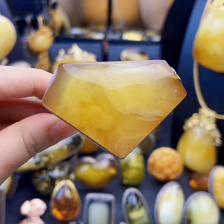 琥珀银S925镶嵌裸石