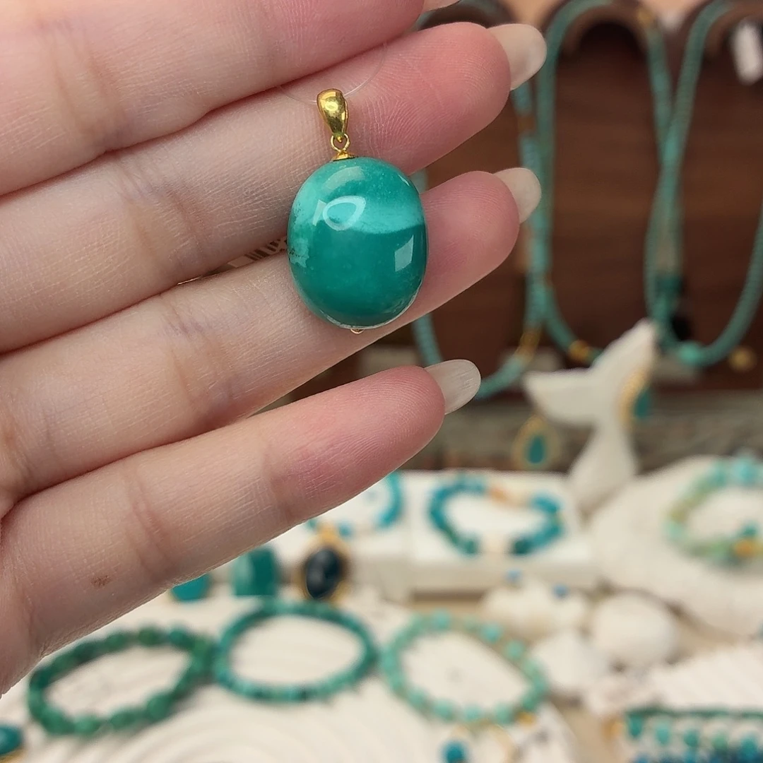 绿松石18K金镶嵌吊坠(不含链)