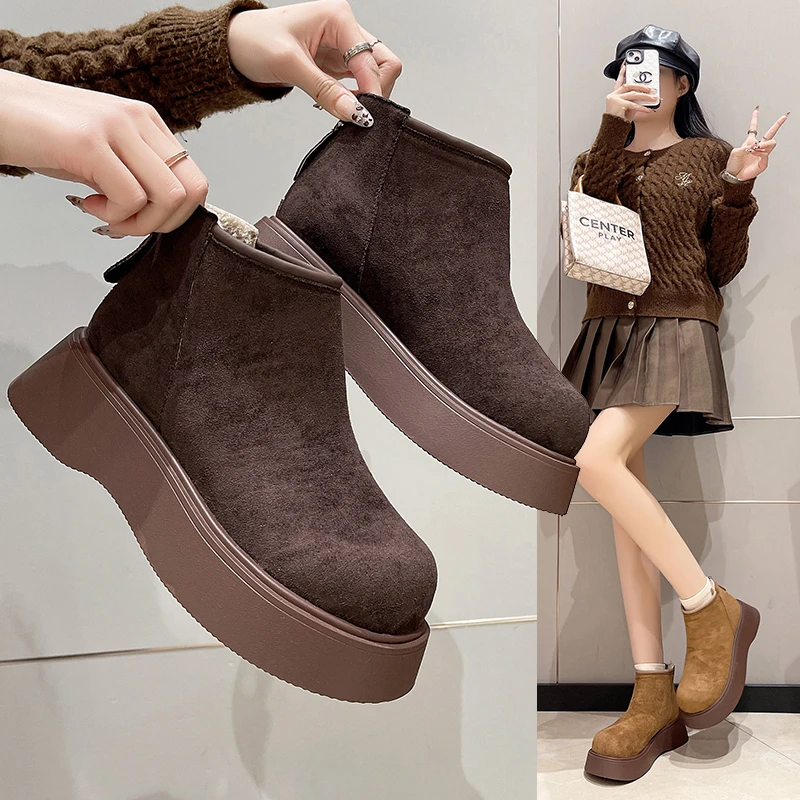 2024冬季新款加绒时尚勃肯增高显瘦厚底拉链马丁靴02-6