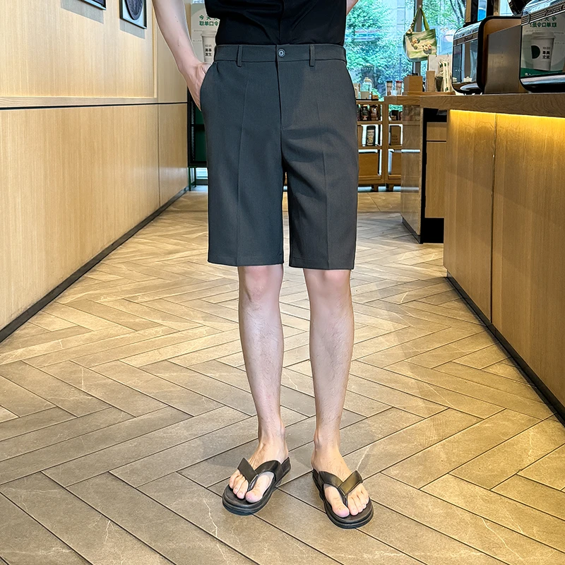 夏季速干休闲西裤商务痞帅潮流短裤男男士男款休闲裤直筒新款时尚