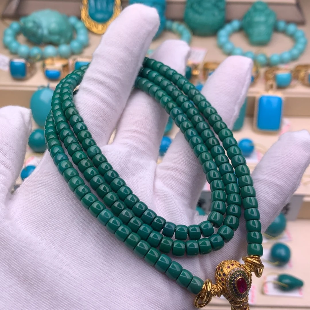 绿松石18K金镶嵌珠宝奇石