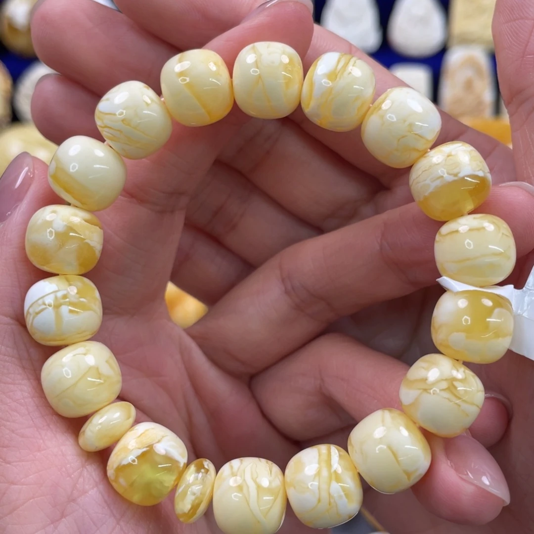 蜜蜡裸石未镶嵌琥珀蜜蜡手串卡12mm