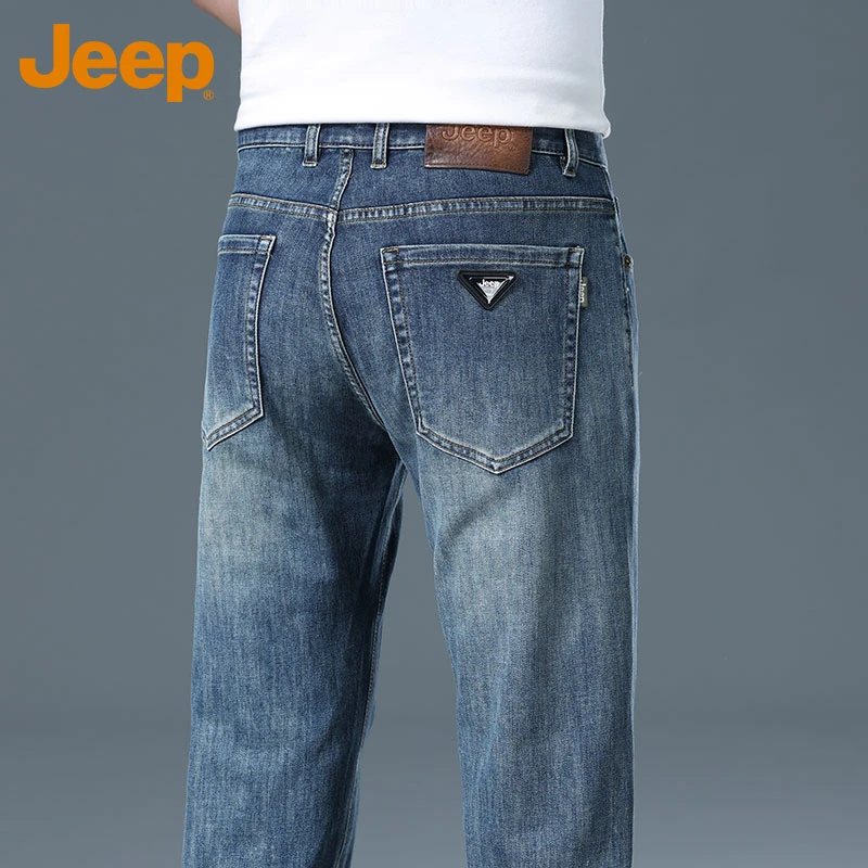 JEEP吉普2025夏季薄款防褪色牛仔裤男高端弹力宽松直筒柔软长裤