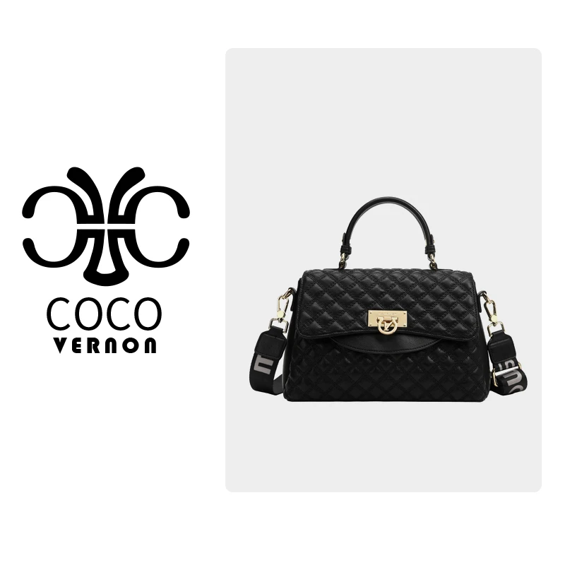 蒙娜丽莎新款小香风真皮牛皮绣线菱格包女士斜挎包24121