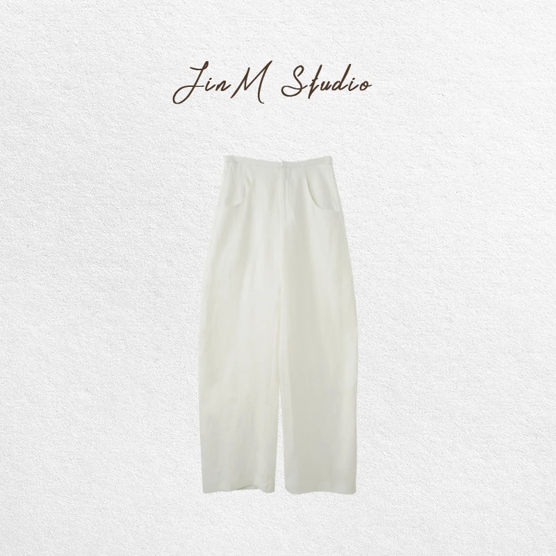 Jinmstudio丨【弯刀白麻】亚麻休闲弯刀裤602501A1771