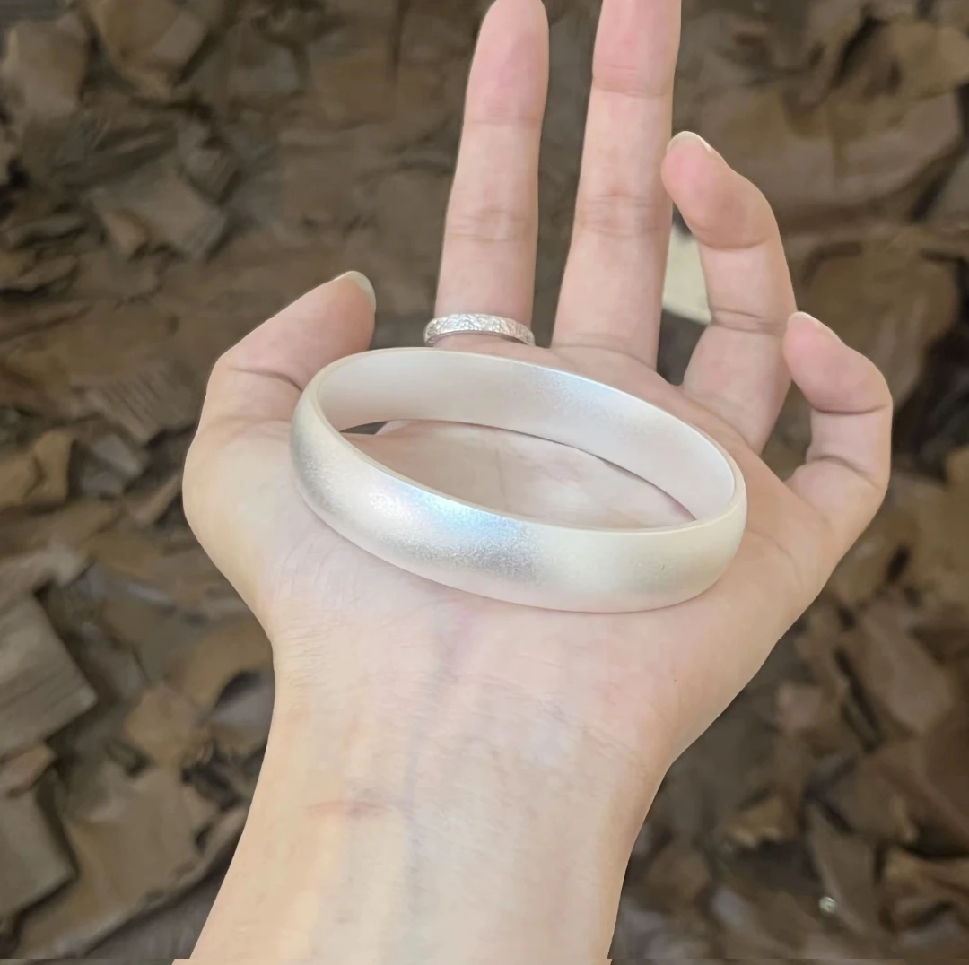 足银手镯 时尚手镯宽版古法素圈（无礼盒）YZ014