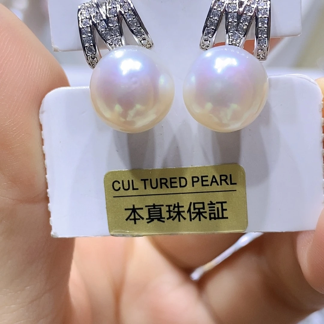 银S925镶嵌淡水珍珠吊坠或耳钉