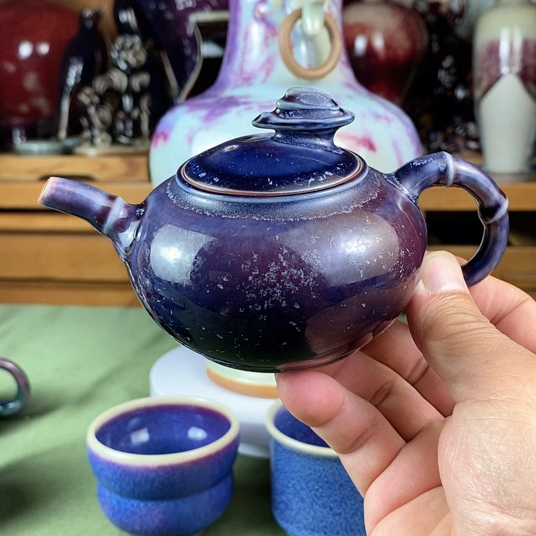陶瓷竹节壶，茄皮紫
