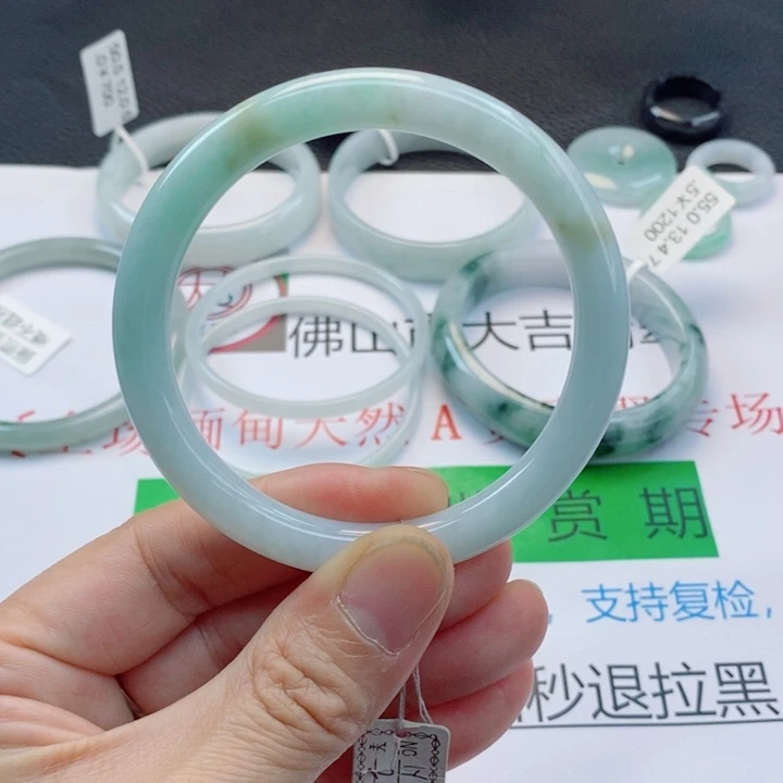 翡翠未镶嵌手镯美人条手镯57-58圈口