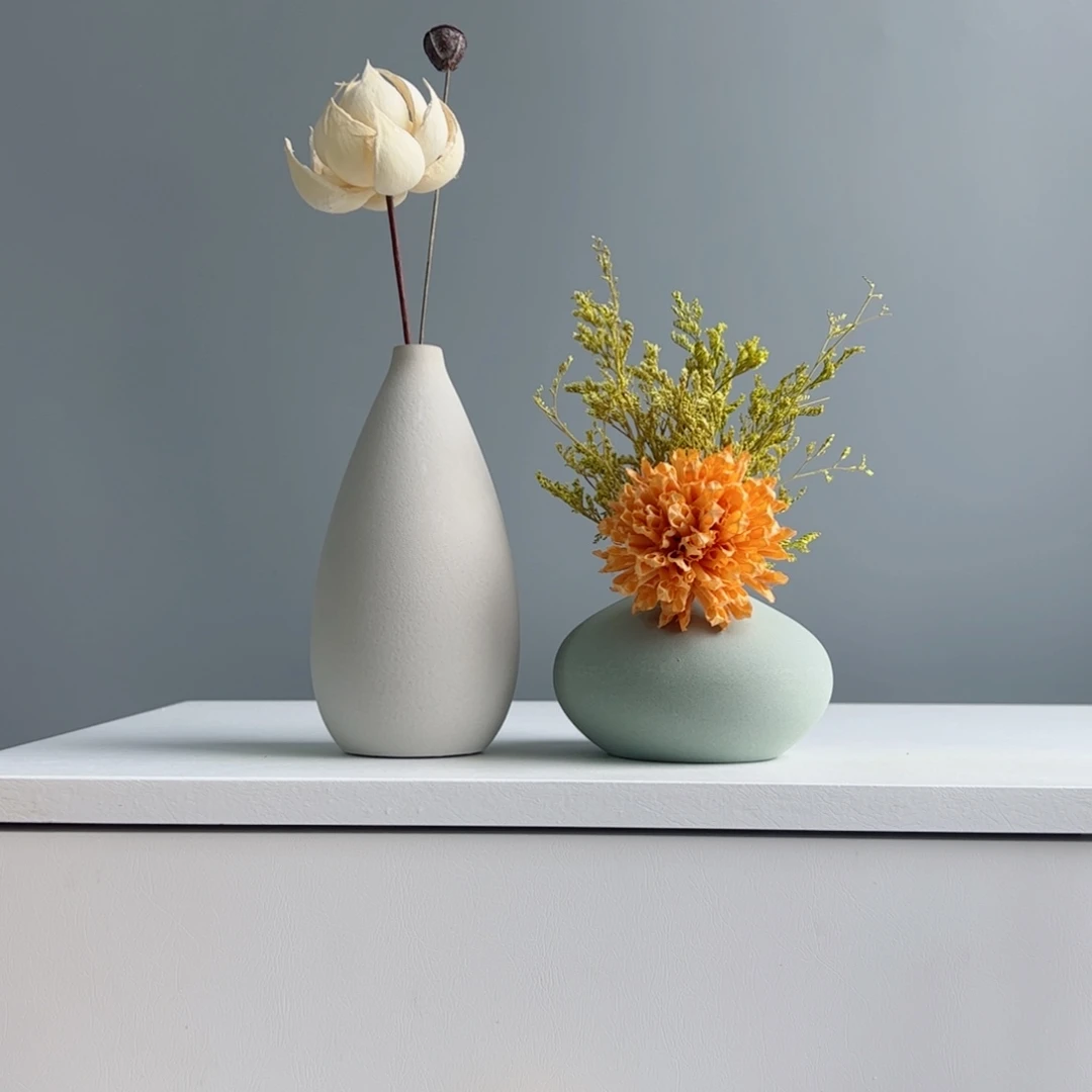 摆件陶瓷花瓶摆件含花总高约20-30cm