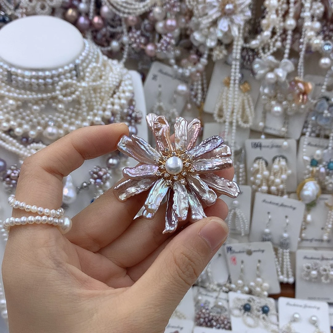 项链耳饰淡水珍珠银S925镶嵌