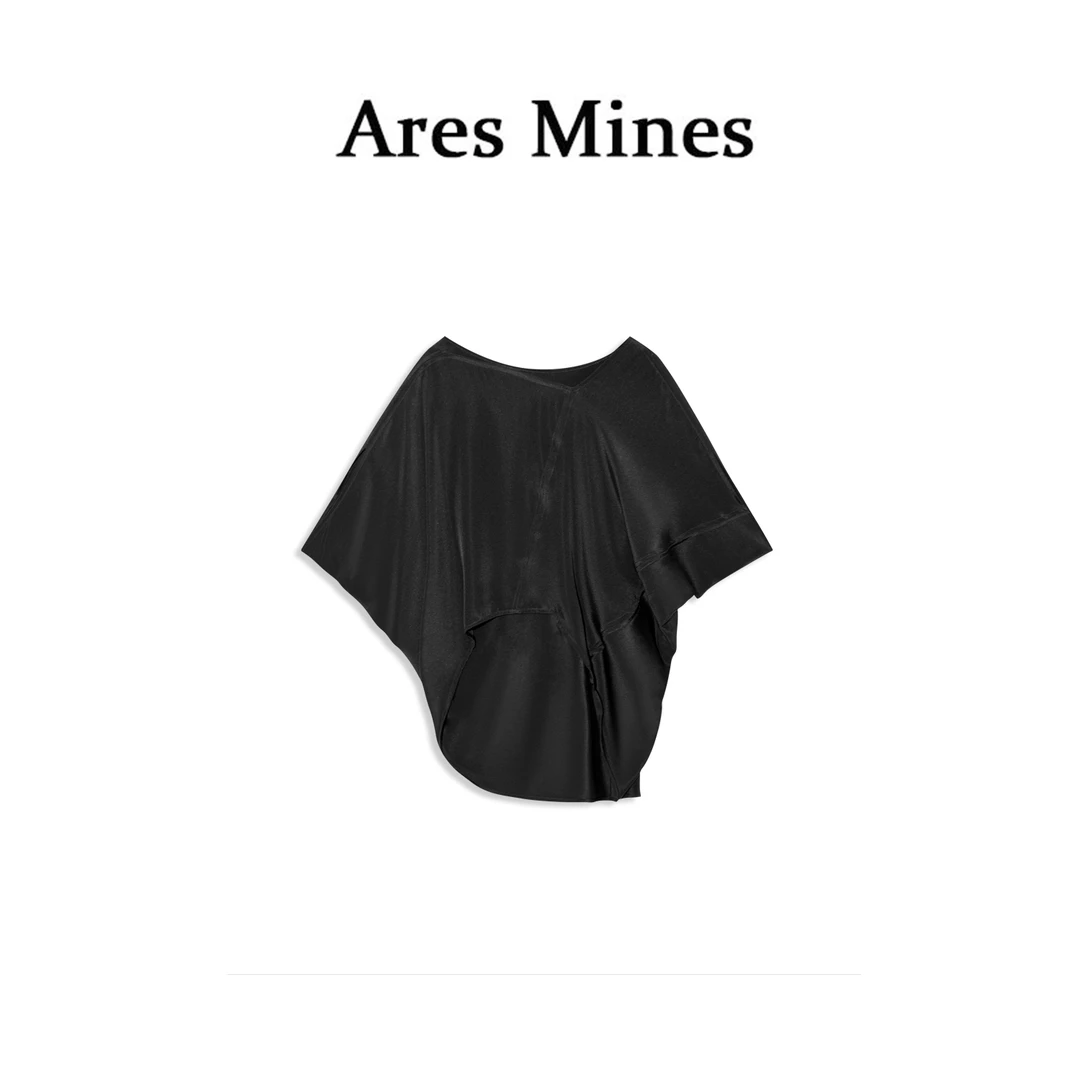 【盛朗熙Ares Mines】解构美学 不规则设计斜方领蝙蝠袖上衣罩衫