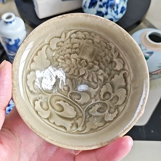 瓷片要猪油刻画斗笠茶盏