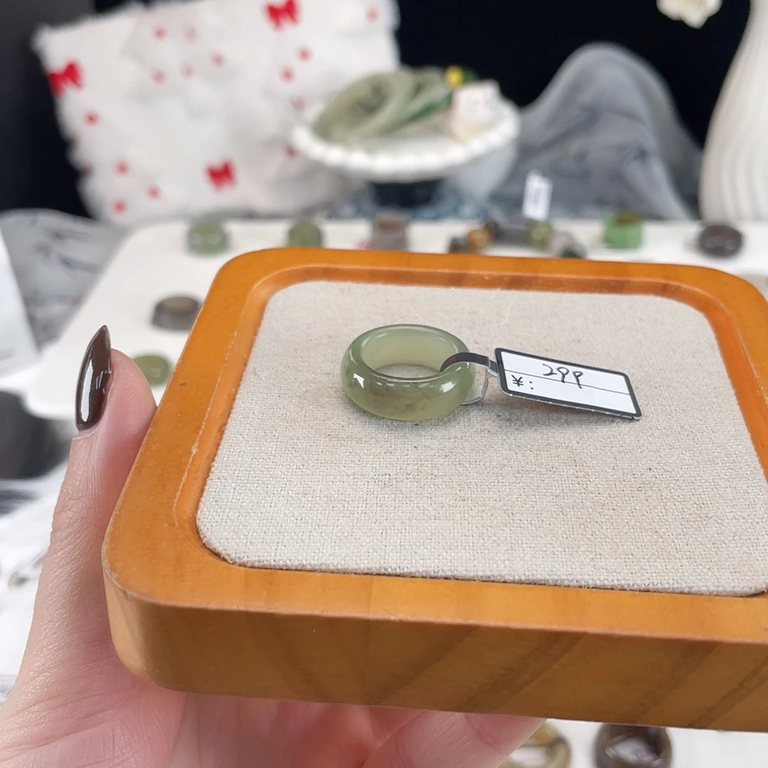 和田玉未镶嵌戒指U65紫飘花16不退换