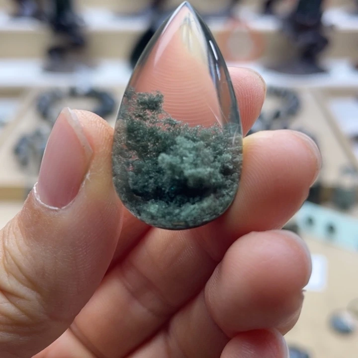 未镶嵌颈饰水晶绿幽灵聚宝盆水滴