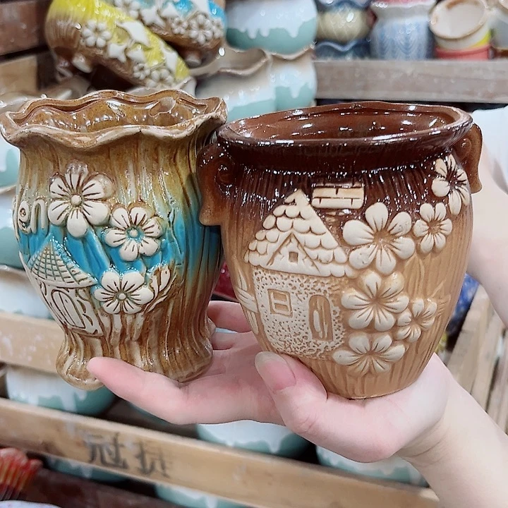 有孔.凑单10元陶瓷花盆发货！