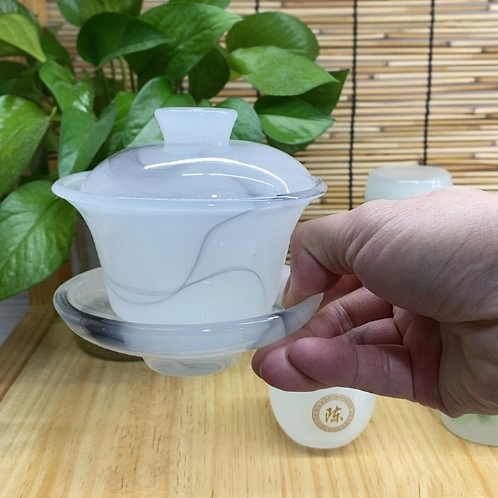 水墨飘黑三才盖碗