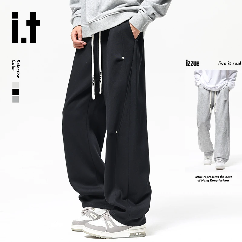 i.t izzue官方美式高街休闲裤男款春秋季宽松直筒阔腿垂感卫裤C2M