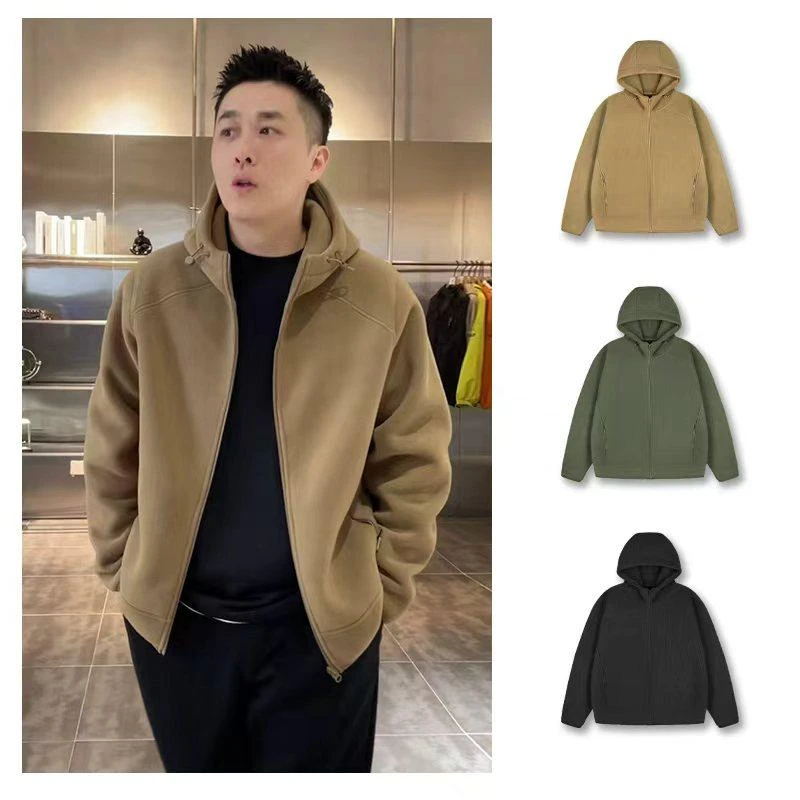 【2025新款3.0版双面摇粒绒连帽拉链外套】男装连帽外套