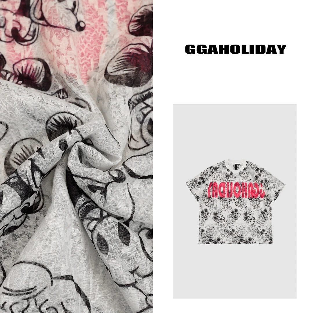 【上新】GGAHOLIDAY美式复古宽松休闲时尚个性蕾丝短袖T恤-152291