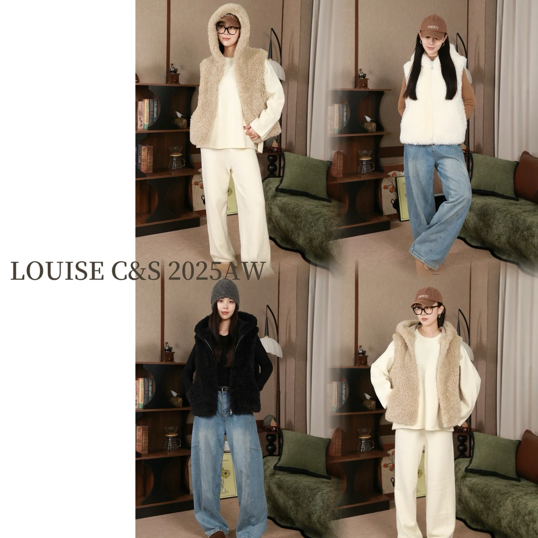 LOUISE【入冬日记】秋冬新款连帽叠穿百搭休闲韩系宽松保暖毛毛马甲
