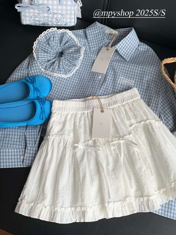 【泡泡芭蕾】韩代eg*甜美蝴蝶结法式A字半身蛋糕裙～