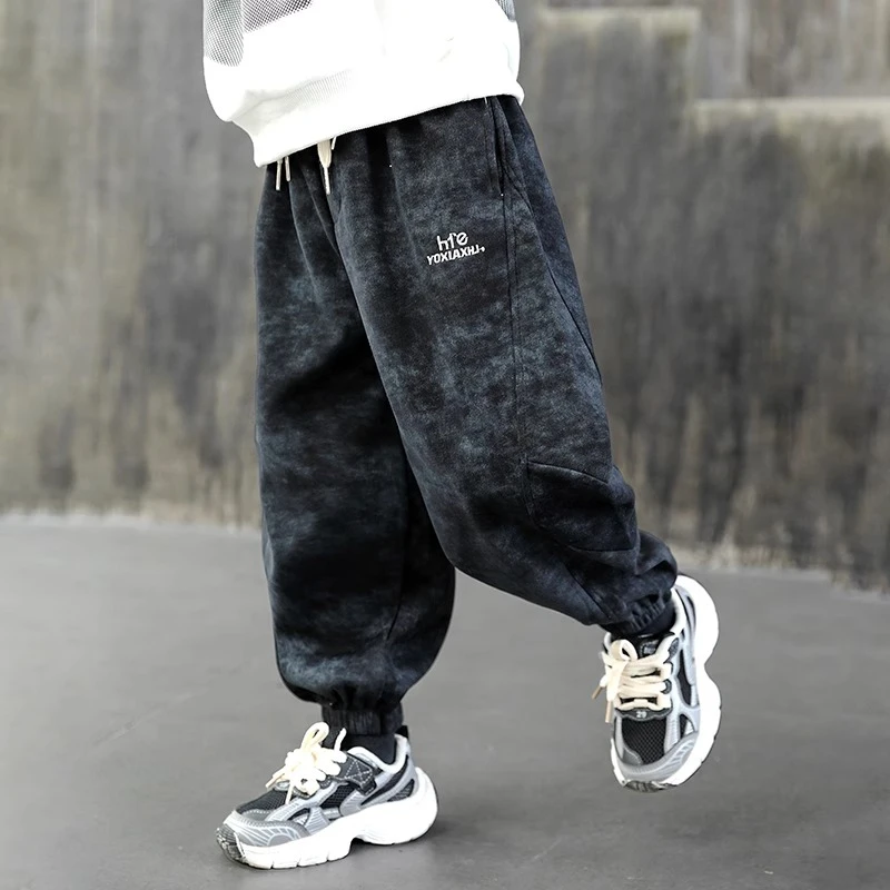 男童裤子春装2025新款儿童洋气裤子休闲运动裤中小童扎染卫裤痞帅