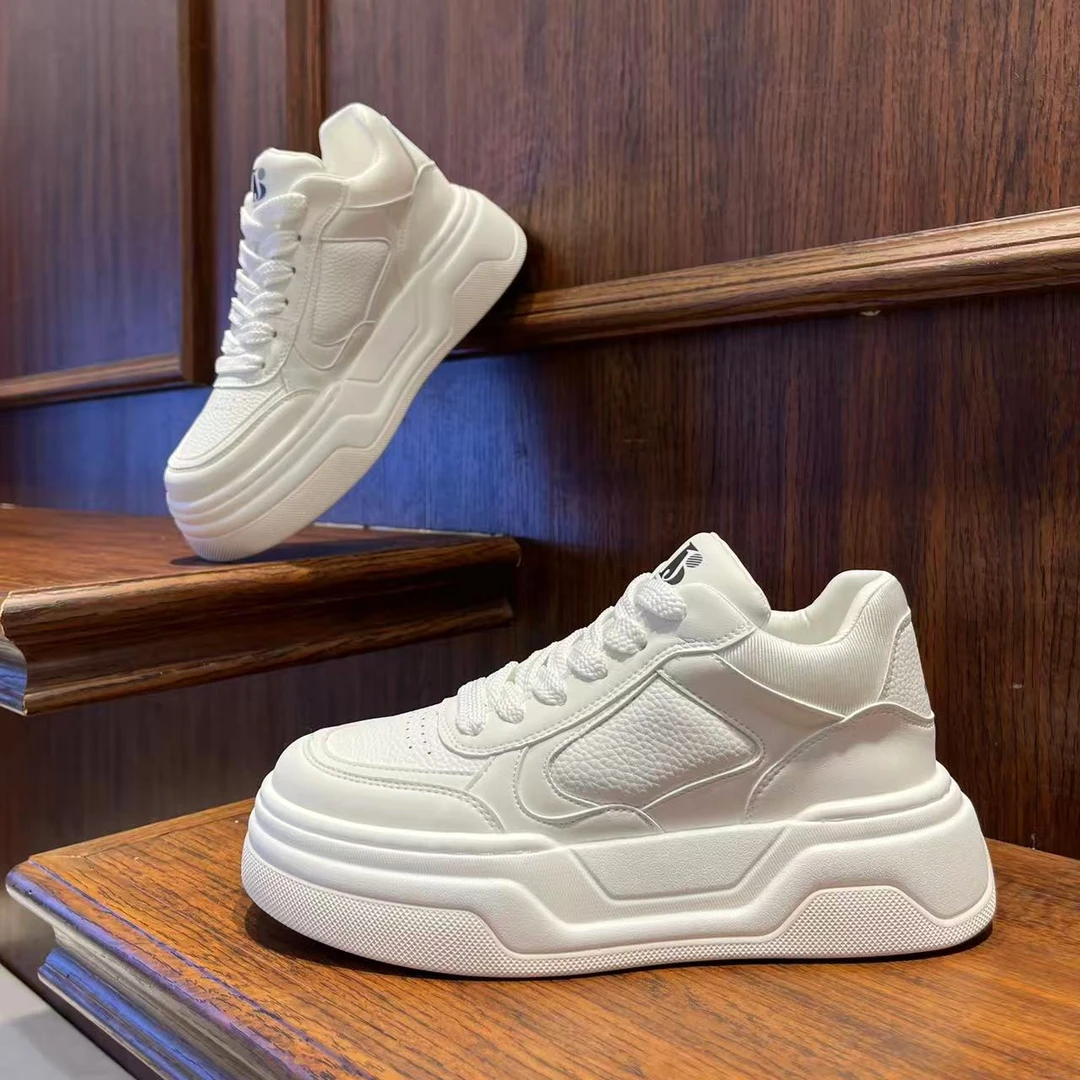 男鞋2025纯色厚底秋季百搭舒适增高休闲鞋素面圆头时尚潮流男鞋