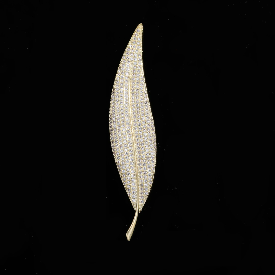 铜合金胸针 ——木木（D126）满镶叶子胸针