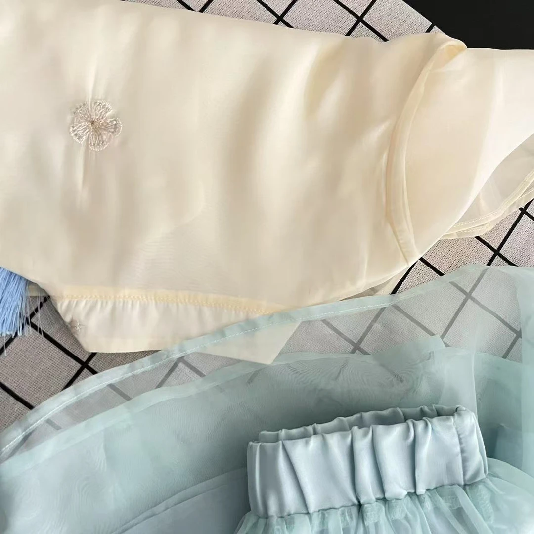 夏款女童裙套装浅蓝 1118沐系