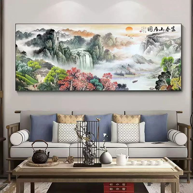 DA-024富春山居镶钻客厅装饰画横幅山水风景沙发背景墙挂画捡漏5