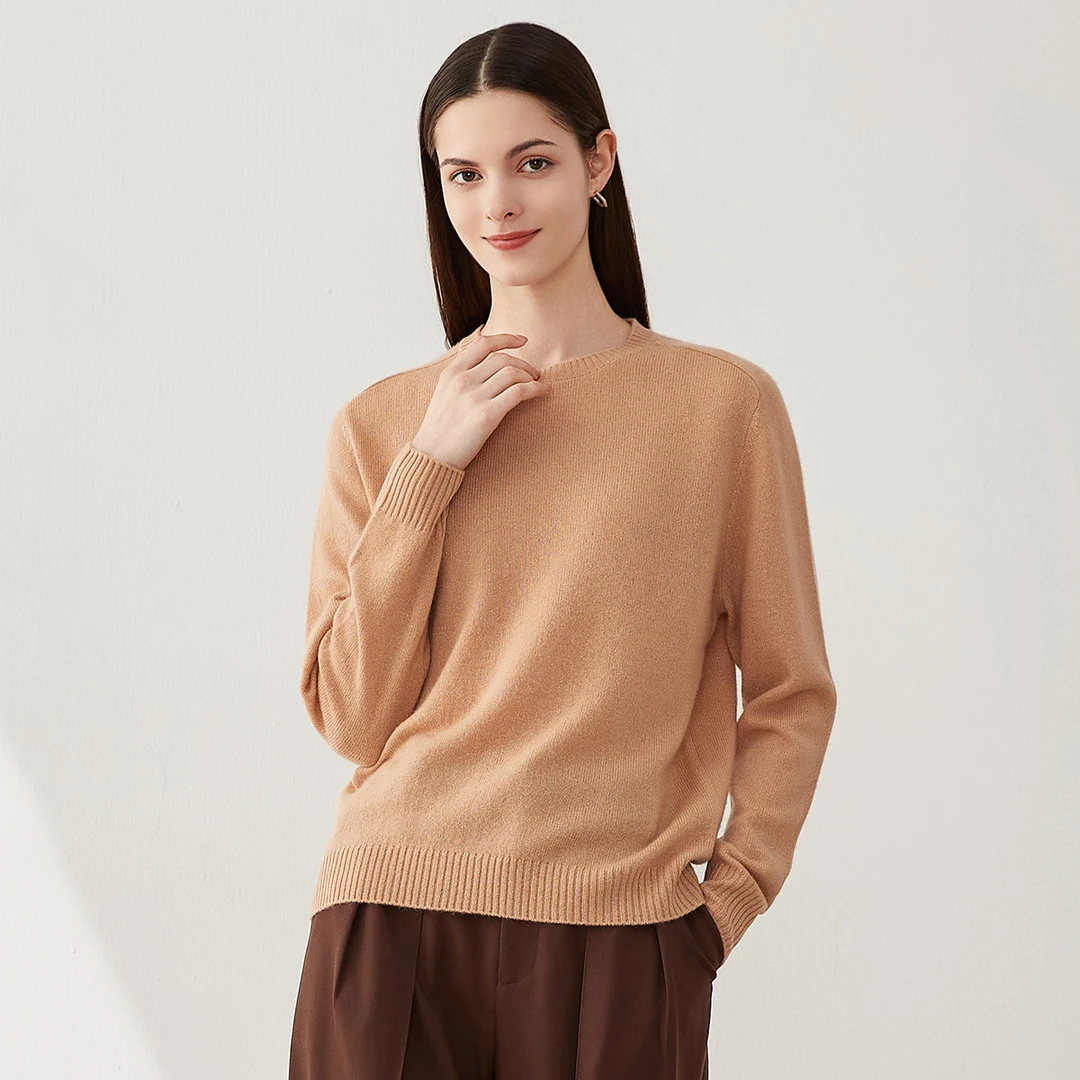 【小水x米皇】圆领连肩袖简约百搭女士羊绒衫642850