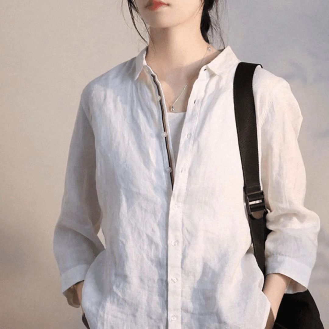 法式镂空POLO领衬衫女宽松长袖上衣四季INS风220g