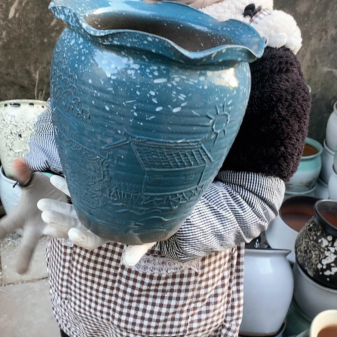 紫砂花盆瑕疵口24高27瑕疵