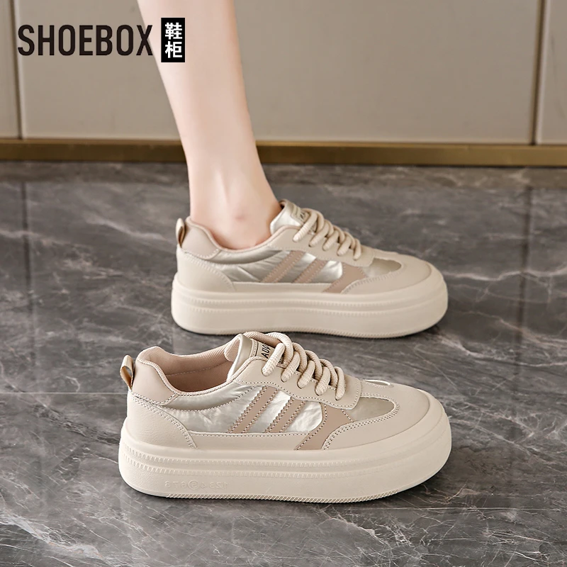 SHOEBOX鞋柜百搭松糕板鞋女春季新款简约时尚软底软面运动鞋子