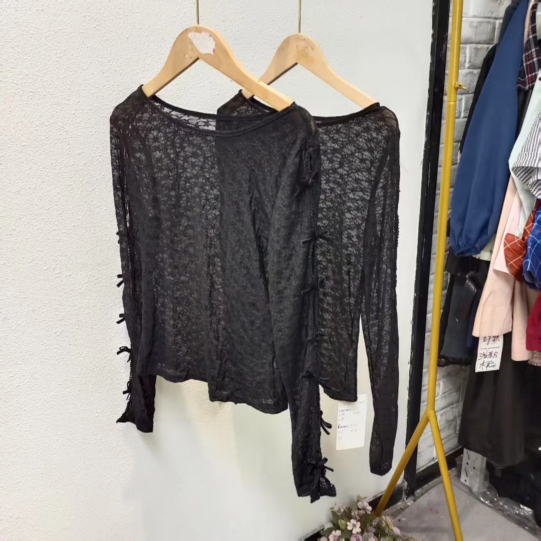 唯琳剪标   7仓H7-7-3439款   黑色透视镂空上衣