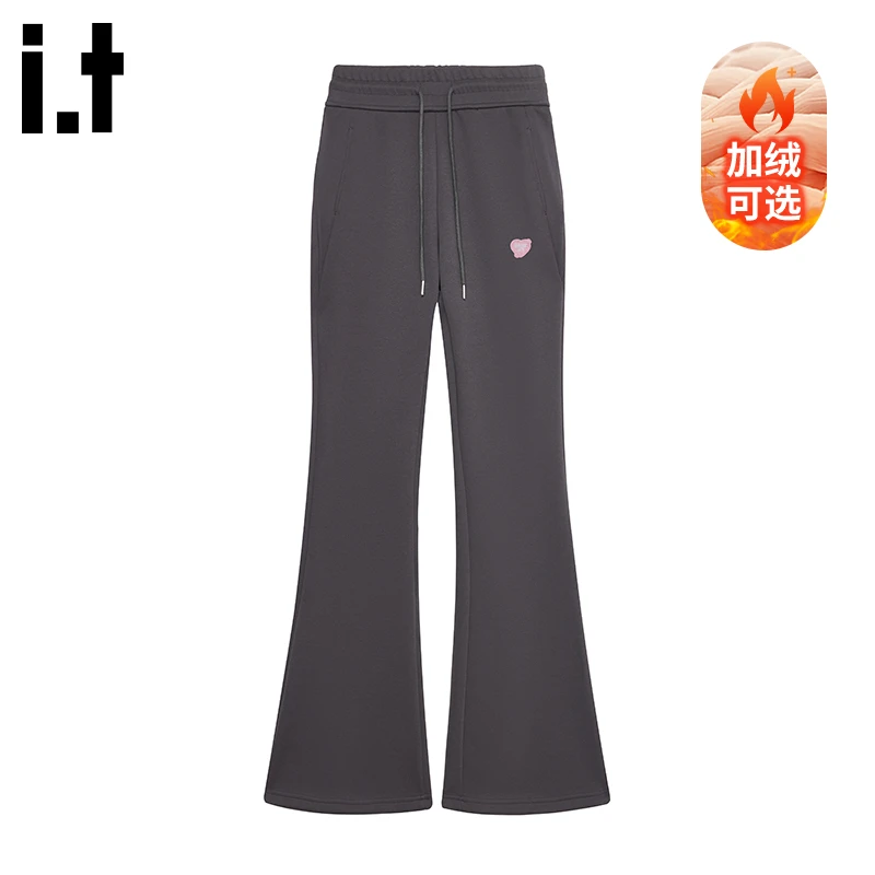 i.t:CHOCOOLATE微喇显瘦休闲裤女士秋冬新款加绒保暖高腰运动卫裤
